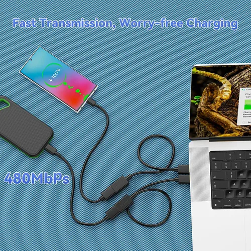 Vista 2 de Cable extensor USB de 5 pies (paquete de 10), cable de extensión USB 2.0, USB A macho a hembra, compatible con unidad flash USB, disco duro, lector