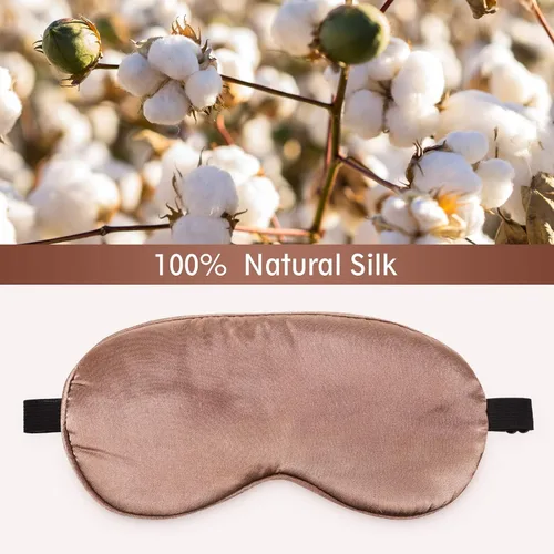 Vista 4 de 4 piezas de antifaz para dormir de seda para dormir, máscara de ojos suave con correa ajustable, para bloquear las luces, viajar y relajarse