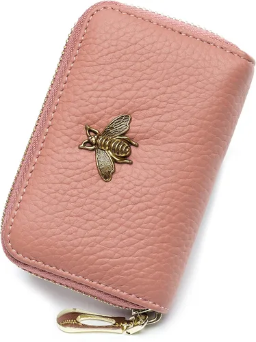 Vista 61 de imeetu Soporte para tarjetas de crédito RFID, cartera pequeña de cuero con cremallera para mujer