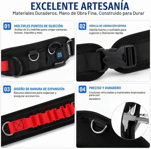Vista 5 de PULUZ Cinturón de cintura multifunción para cámaras SLR/DSLR, correa
