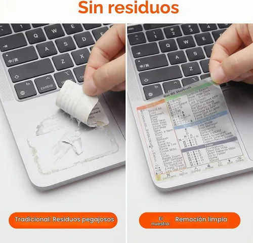 Vista 5 de KEANBOLL Paquete de 2 pegatinas de atajo de teclado Mac para MacBook Pro Chip M1-M5 de 13 a 16 pulgadas, más de 50 accesos directos macOS, vinilo