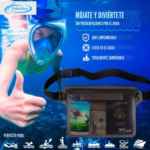 Vista 2 de AiRunTech Bolsa impermeable con correa de cintura (paquete de 2) Accesorios de playa La mejor manera de mantener tu teléfono y objetos de valor