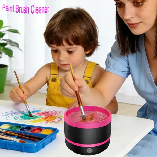 Vista 3 de Limpiador eléctrico de pinceles de pintura, taza de enjuague, enjuague de pinceles para pintar, máquina limpiadora de brochas de maquillaje
