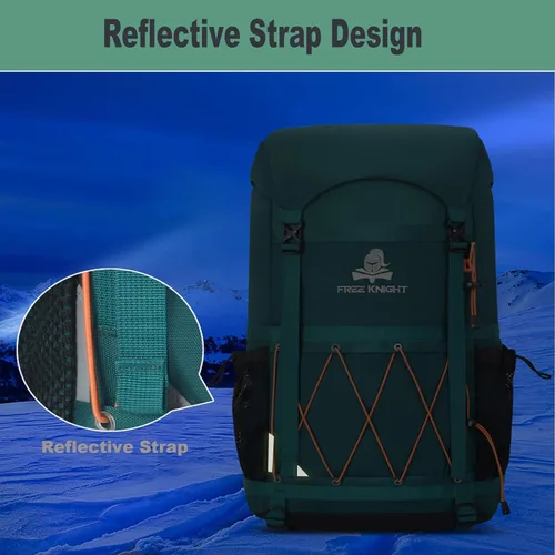 Vista 7 de Bseash Mochila de senderismo impermeable de 40L con cubierta para lluvia, bolsa de viaje deportiva al aire libre para camping, escalada, ciclismo