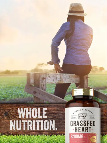Vista 6 de Carlyle Herbage Farmstead - Suplemento de corazón de carne de res alimentada con pasto 3200 mg 200 unidades Cápsulas bovinas criadas en pasto