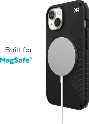 Vista 3 de Speck Presidio2 Grip MagSafe - Funda antideslizante para iPhone 14 Plus (negro/blanco)
