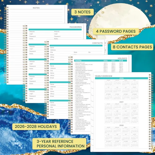 Vista 5 de Agenda mensual 2026, calendario mensual 2026, enero 2026 a diciembre de 2026, 9 x 11 pulgadas, planificador de 12 meses con pestañas y páginas