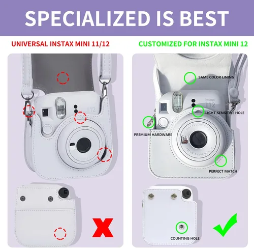 Vista 5 de CAIYOULE Camera Case for Fujifilm Instax Mini 12 Instant Film Camera Blossom rosado