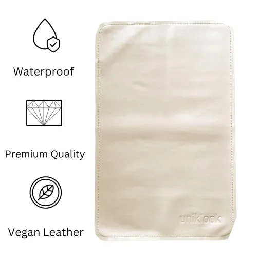Vista 8 de UNIKLOOK Cambiador portátil de cuero - Cuero vegano - Cambiador de bebé de viaje - Estación de cambio de pañales portátil multiusos impermeable 14 x