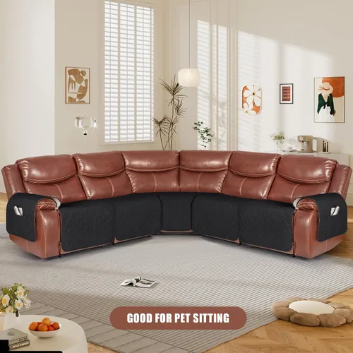 Vista 2 de VANSOFY Fundas Extra Grandes para Sofás Reclinables Seccionales, Fundas para Sofá Impermeables de 5 Piezas para Sofá Seccional en Forma de L, Funda