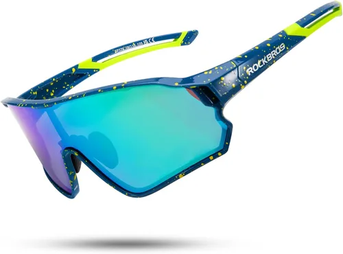 Vista 21 de ROCKBROS Polarized Sports Sunglasses Anti-Glare HD Cycling Sun Glasses Todo negro