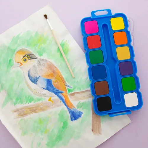 Vista 6 de BAZIC - Acuarela con paleta de pincel y mezcla, juego de pintura no tóxica de 12 colores, para suministros de arte divertidos para pasatiempos