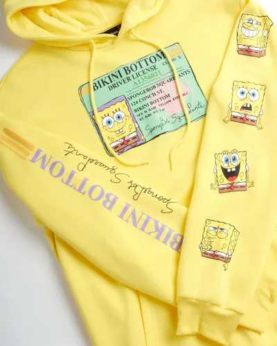 Vista 2 de Nickelodeon Mens SpongeBob and Patrick Fleece Sweatshirt Men and Womens Unisex Pullover Hoodie (Size S-XL)