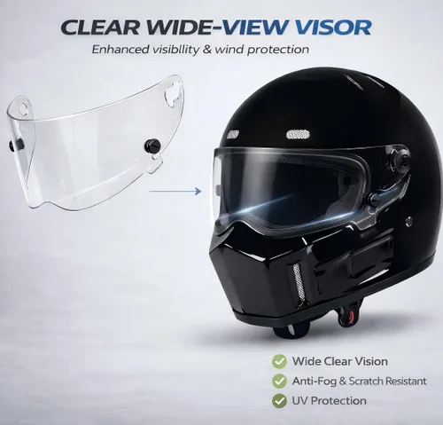 Vista 6 de CRG - Casco de motocross de cara completa para motocicleta de calle, de fibra de vidrio, certificado por DOT, casco de tamaño extra grande Negro