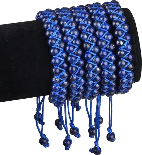 Vista 3 de MASSIVE BEADS Pulsera de macramé con cristales naturales para curación de chakras, cuentas de piedra de doble capa, piedras preciosas
