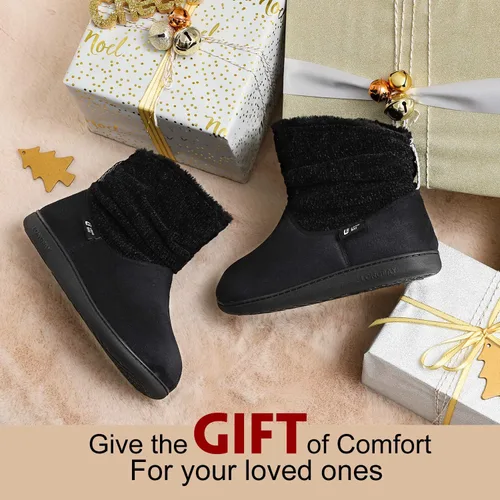 Vista 7 de LongBay Pantuflas de punto de chenilla cálidas para mujer, de espuma viscoelástica, cómodas, de gamuza, esponjosas, de espuma viscoelástica, botas