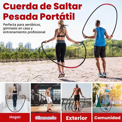 Vista 7 de Cuerda de saltar, cuerda de saltar pesada para hombres y mujeres