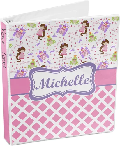 Vista 4 de Carpeta personalizada de 3 anillas con estampado de princesa y diamante, 1 pulgada
