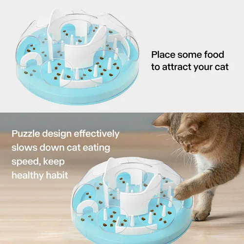 Vista 3 de Pet Prime Alimentador de rompecabezas para gatos, juguetes interactivos de enriquecimiento para gatos de interior, alimentador lento, rompecabezas