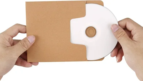 Vista 4 de ValBox Fundas para CD, 100 paquetes de sobres de papel kraft de 5 x 5 pulgadas, sobres de cartón de papel DVD marrón, fundas de almacenamiento