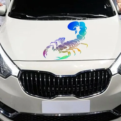 Vista 6 de JSCARLIFE Scorpion - Calcomanías de automóvil, prácticas calcomanías láser para capó de automóvil, calcomanías gráficas de vinilo autoadhesivas