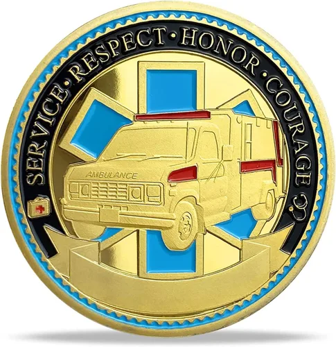 Vista 3 de Moneda de oración de los paramédicos EMT Challenge Coin