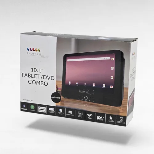 Vista 8 de Proscan Elite 10.1" 1280x800 IPS, Quad Core Tablet/DVD portátil Combo 2GB/32GB Almacenamiento Android 11, cámara frontal de 2 mp, 1 puerto HDMI