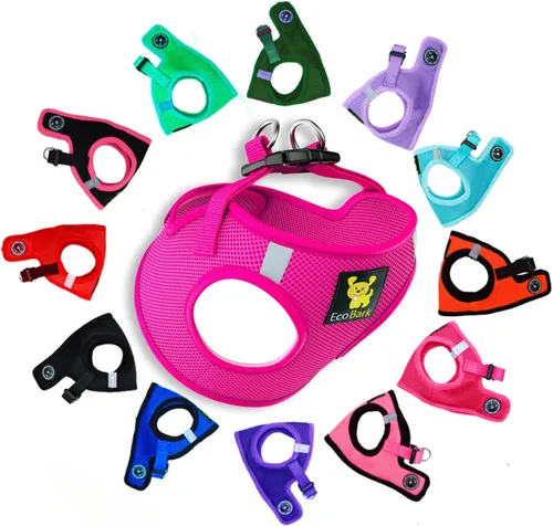 Vista 16 de EcoBark - Arnés para perro, arneses de taza de té ecológicos para perros XXS, XS y pequeños - Arnés reflectante y ajustable para cuerpo mini