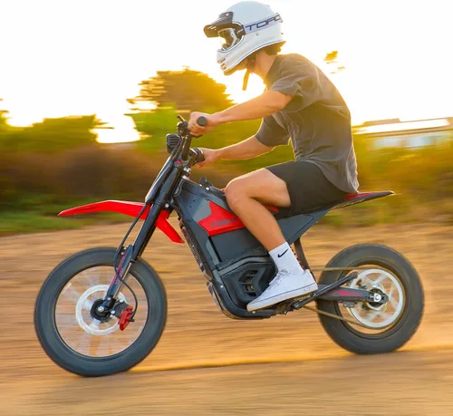 Vista 8 de Yozma IN10 Moto eléctrica todo terreno, velocidad máxima de 40 MPH, rango máximo de 53 millas Bicicleta eléctrica Fire Red