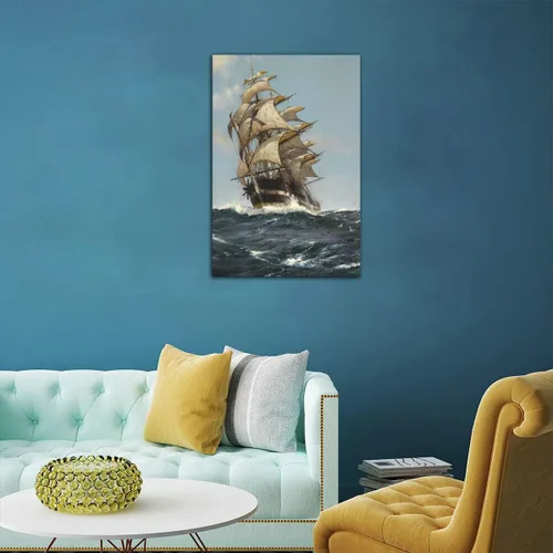 Vista 3 de Póster vintage de barco pirata oceánico, barco pirata de mar, arte de pared, lienzo impreso, póster moderno para dormitorio, baño, oficina