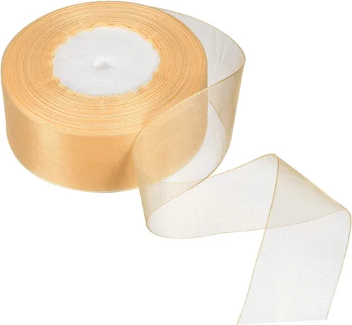 Vista 9 de PATIKIL Cinta de organza transparente de 1-37/64 pulgadas, 50 yardas, 1 rollo de tela decorativa de gasa para envolver regalos, manualidades, ramo