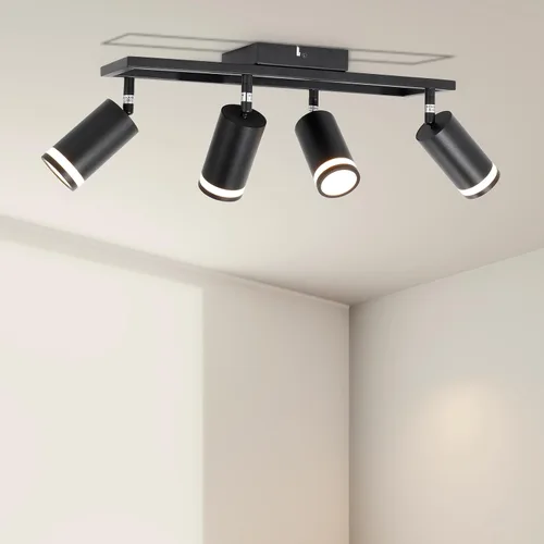 Vista 14 de Ketom Luminarias de Riel de Techo de 4 Luces, Foco LED de Techo Negro GU10, Kit de Luz de Riel Moderno para Cocina Pasillo Sala de Estar