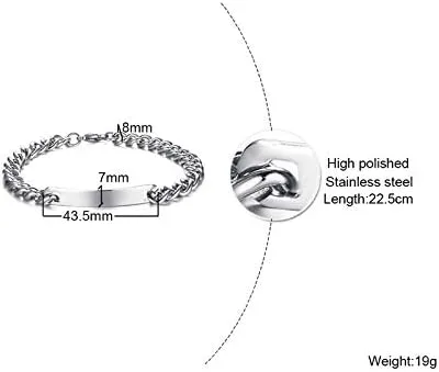 Vista 6 de Pulseras personalizadas de regalo para parejas, pulsera a juego para él y ella, pulsera de cadena cubana de promesa para hombres y mujeres, regalo