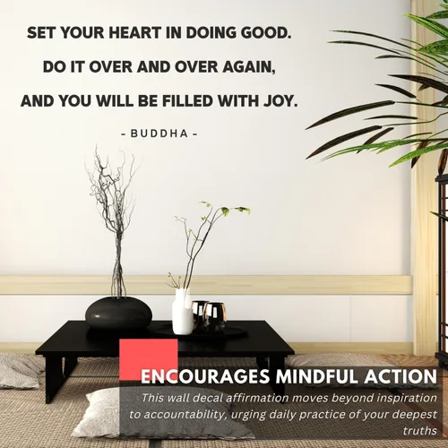 Vista 2 de My Vinyl Story - Set Your Heart - Calcomanía inspiradora de Buda motivacional para pared, con cita artística, frase de afirmación positiva, Zen