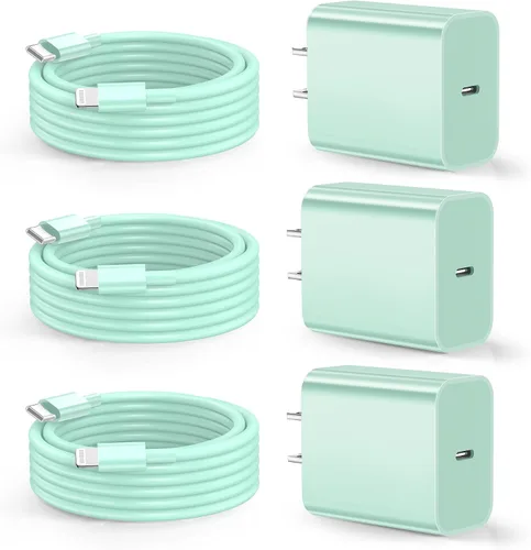 Vista 9 de Cargador para iPhone de carga rápida, [certificado MFi] Cargador de pared USB C de 20 W con cable USB C a Lightning de 6 pies, cable de carga rápida