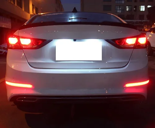 Vista 4 de iJDMTOY luces LED de reflector de parachoques completo lente roja Compatible con 2017 2018 Hyundai Elantra Sedán, función como luces traseras