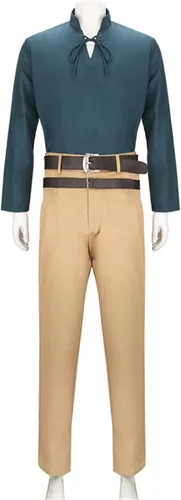 Vista 5 de Disfraz de bardo para hombre, chaqueta medieval, gótica, renacentista, camisa de manga larga, pantalones de cintura para Halloween, cosplay, trajes