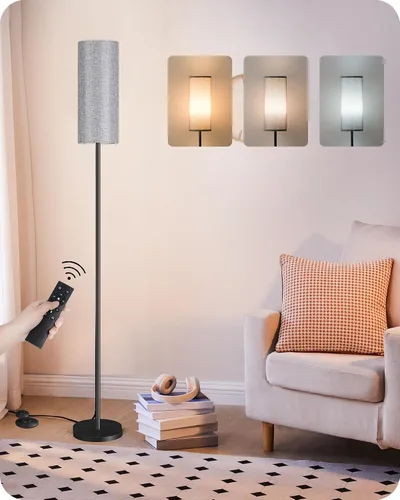 Vista 17 de Paquete de 2 lámparas de pie rosas regulables para sala de estar con 2 controles remotos e interruptor de pie, lámpara de pie de esquina, lámpara