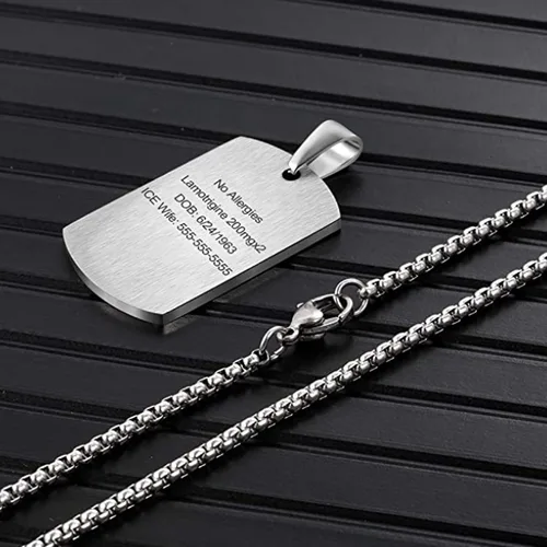 Vista 8 de Giftider Collar de alerta médica personalizado para hombres, collar de emergencia médica con grabado gratuito para hombres y mujeres, etiqueta