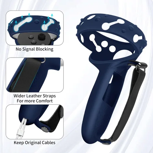 Vista 3 de Controller Grips Cover for MetaOculus Quest 2,Anti-Throw Strap with Battery Opening,Extended Controller Grips Covers Suitable for Large Hands(Blue)