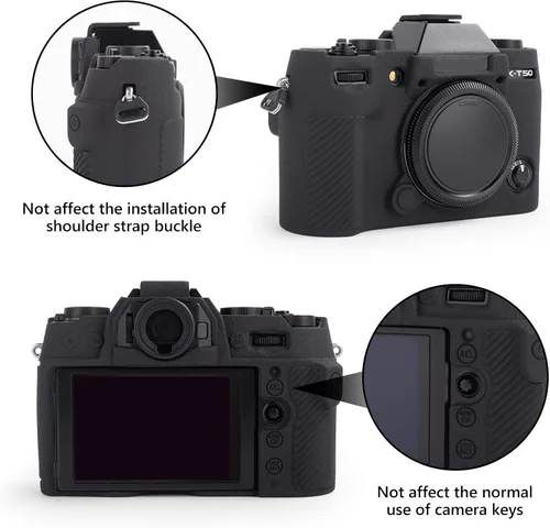 Vista 3 de MUZIRI KINOKOO Funda de silicona compatible con cámara digital Fujifilm X-T50 XT50, goma suave Fuji XT50 X-T50 con superficie esmerilada, agarre