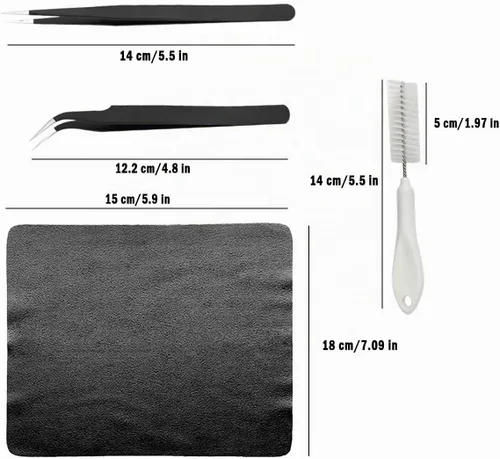 Vista 2 de Kit de limpieza para computadora, 19 en 1, cepillos multiusos antiestáticos, cepillos para ropa, impresora de computadora, ventana de reproductor