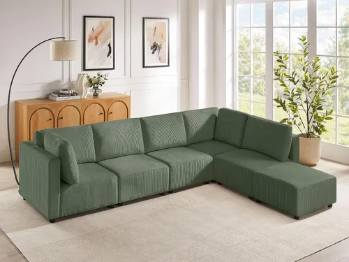 Vista 15 de Sofá biplaza de 66.9 pulgadas, sofá cama modular convertible de 2 plazas de pana, moderno juego de sofá combinado gratuito para sala de estar y Beige