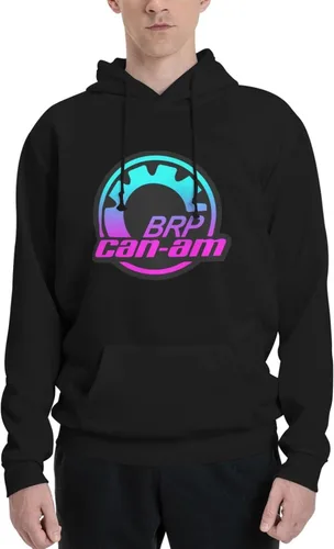 Vista 4 de GKEWEA Can-Am Logo Modelos para parejas, sudaderas básicas sin botones de forro polar retro con bolsillos, color negro