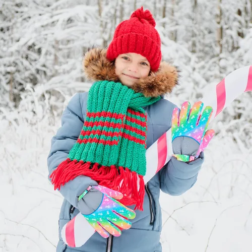 Vista 2 de Guantes de nieve de invierno para niños, guantes de esquí impermeables para niñas, guantes de nieve para niños pequeños, guantes de snowboard