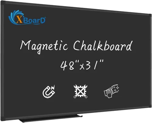 Vista 8 de XBoard Pizarra magnética de 48 x 36 pulgadas, pizarra negra con 2 imanes, marco de aluminio negro