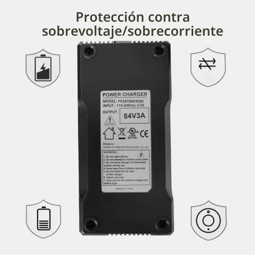 Vista 5 de Cargador de Batería de 84V 3A para Paquete de Batería de Litio Li-ion de 20S 72V con Enchufe de 3 Agujeros