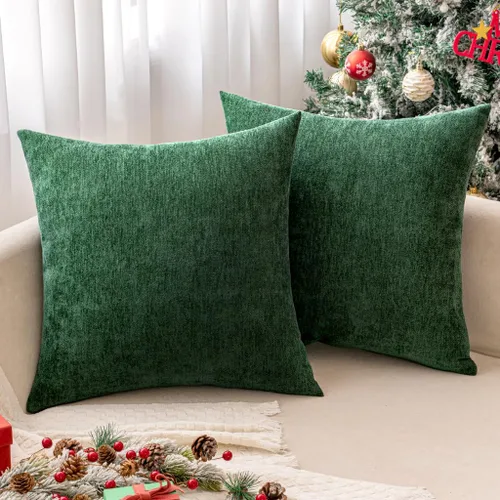Vista 15 de MIULEE - Pack de 2 fundas de almohada decorativas beige de 16x16 pulgadas, cojines suaves de chenilla para sofá, fundas de cojín de estilo casa