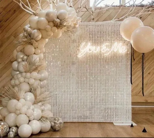 Vista 8 de 24 paneles de lentejuelas para pared brillante - Nuevo diseño entrelazado Pared brillante, telón de fondo de fiesta, eventos y carteles