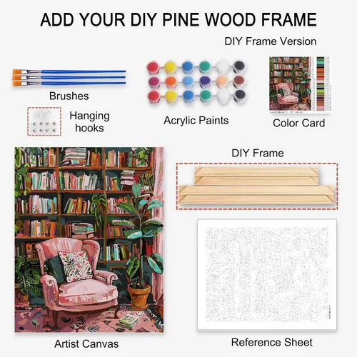 Vista 6 de Kit de pintura digital de plantas coloridas en macetas por números para adultos, juego de pintura al óleo acrílica para principiantes, plantas